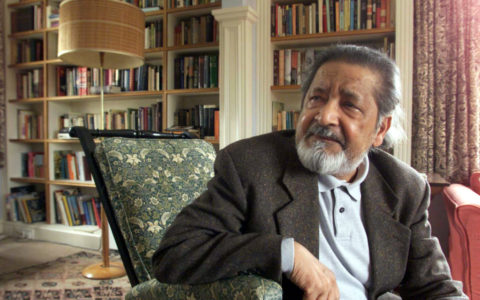 British author V.S. Naipaul at his home near Salisbury, Wiltshire, October 11, 2001