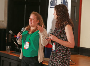 Professors Rachel Hildebrand and Laura Wilson discuss concussion monitoring at the 2019 American Athletic Conference Academic Consortium Symposium