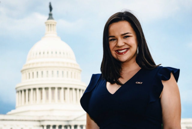 TU Law student Julie Combs in front of the Capitol Building in Washington, DC