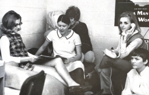 Kappa Delta members hang out in a dorm room in 1970. 