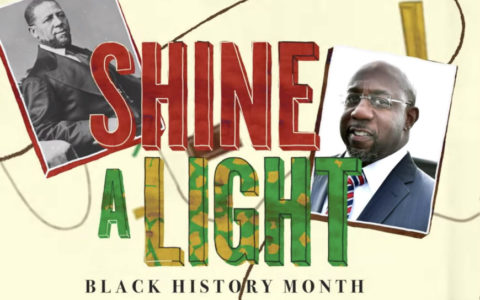 Illustration with words Shine a Light and Black History Month plus photos of two Black men