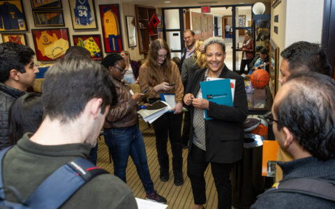 Department of Energy representatives speaking with TU students