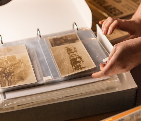 Photograph of archival special collections research.