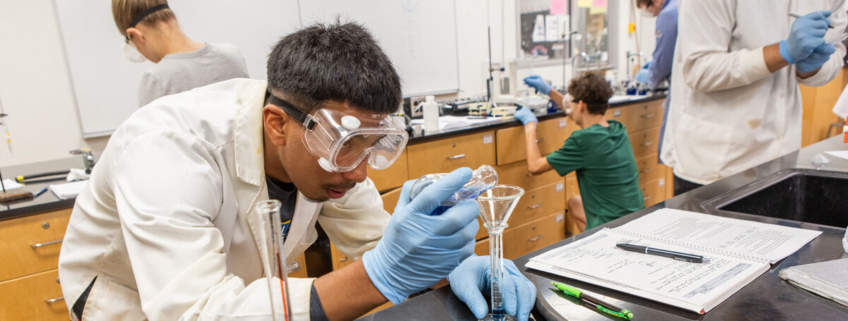 Student working on a project in a lab for the STEM Bootcamp