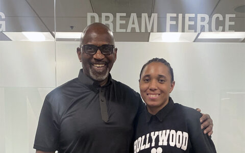 Photograph of Julius Tennon and Nevaeh Goudeau