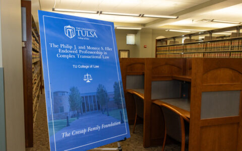 University of Tulsa Law sign announcing the Eller Endowed Professorship.
