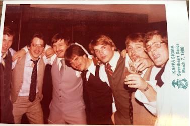 Kappa Sigma Sweetheart Dance, March 7, 1980, featuring a group of men in suits.
