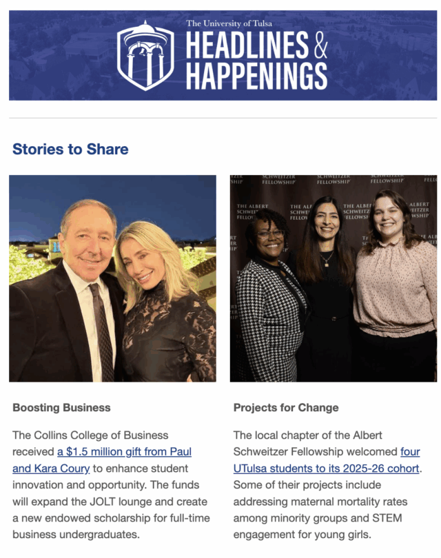 TU Headlines: Business and project updates featuring people.