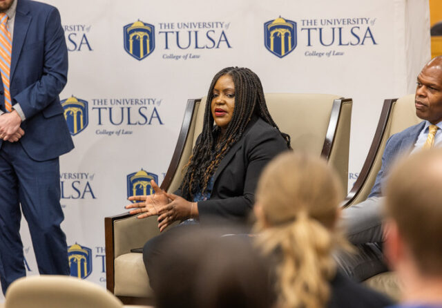 Panelist speaking at The University of Tulsa College of Law's B.C. Franklin Lecture.