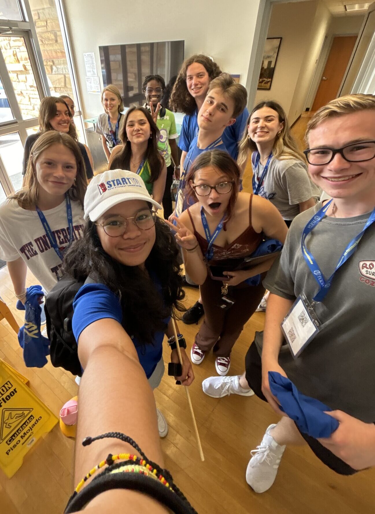 Group of University of Tulsa students, including a two-time NSF research intern, welcoming new students.