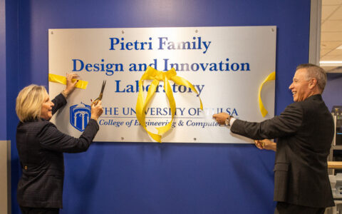 Pietri Family Design and Innovation Laboratory ribbon cutting at The University of Tulsa.