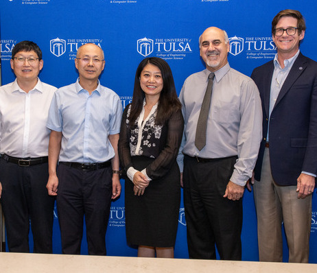 Group poses at The University of Tulsa, College of Engineering & Computer Science.