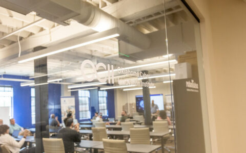 OCII's Oklahoma Cyber Innovation Institute meeting with students.