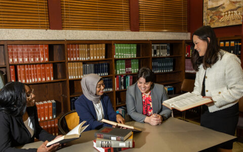 UTulsa Law students studying in the library,