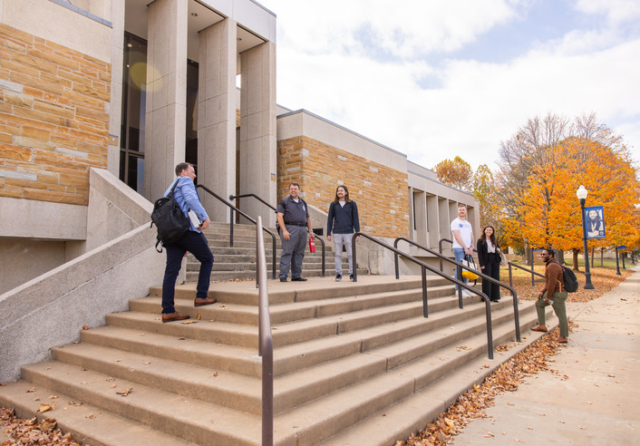 UTulsa Law students on steps of the law school building.