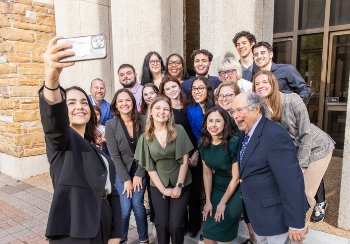 UTulsa Law students take a selfie with Martin Frey.
