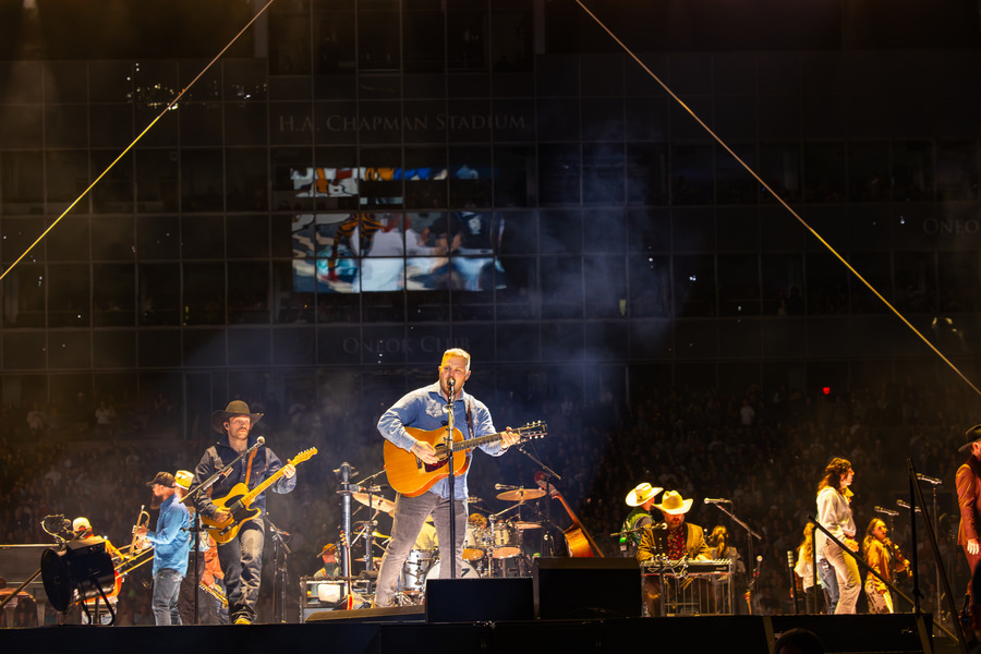Zach Bryan performs at H.A. Chapman Stadium during a 2026 concert.