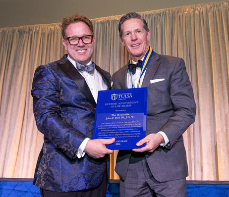 TU Law Lifetime Achievement in Law Award presented to John F. Heil, JD '84 by The University of Tulsa