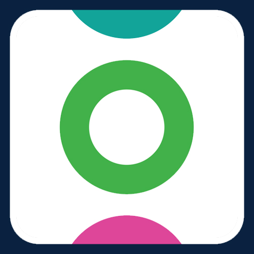 Colorful circles on a white background, representing a self-help mobile app.