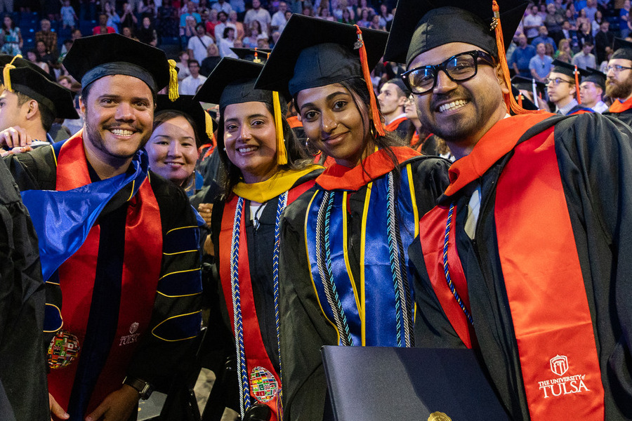 Graduates in regalia at the University of Tulsa commencement.