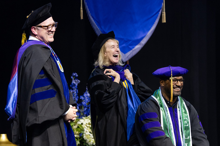 Law graduates in academic regalia at commencement 2026 ceremony