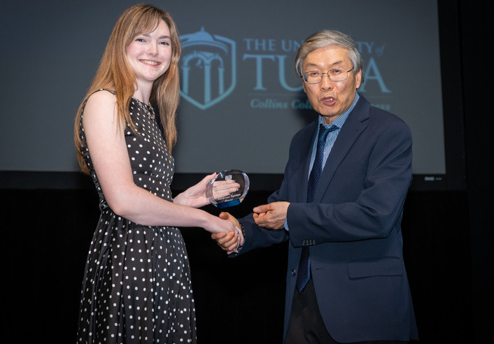 University of Tulsa student receives award from professor