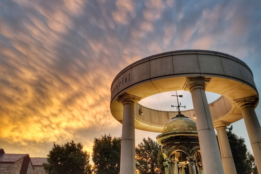 A beautiful sunset at Bayless Plaza