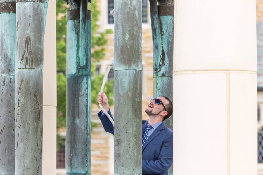 UTulsa graduate rings the Kendall Bell