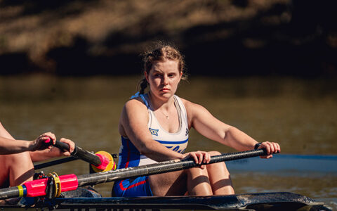 UTulsa rower in a racing shell