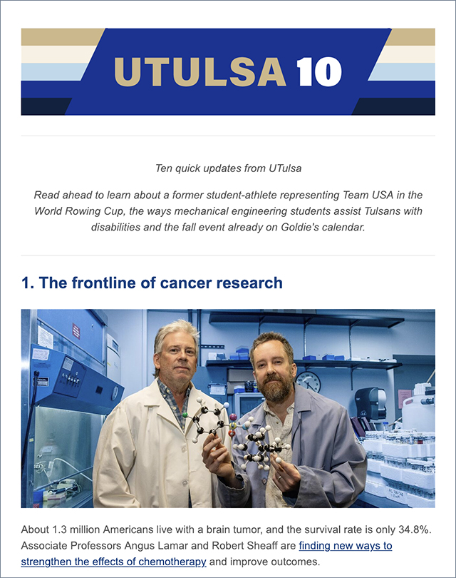 Two professors with a molecular model