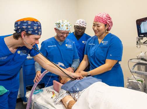 UTulsa nurse anesthesia students practice intubation.