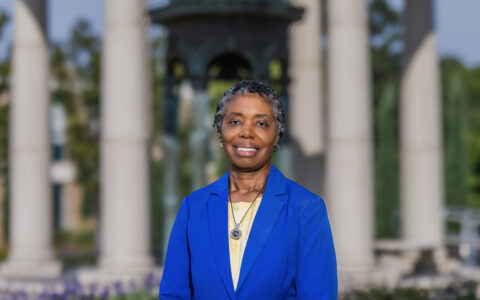 UTulsa Alumni Association president in blue blazer