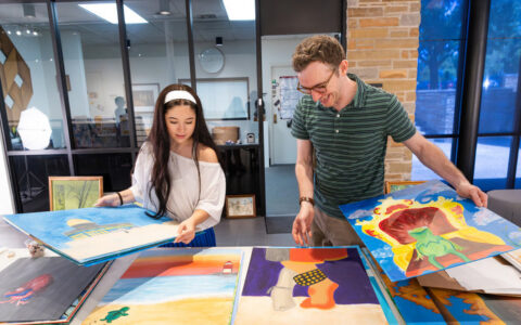 Students review local artist's paintings