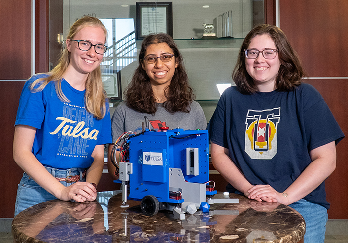 UTulsa robotics team with robot