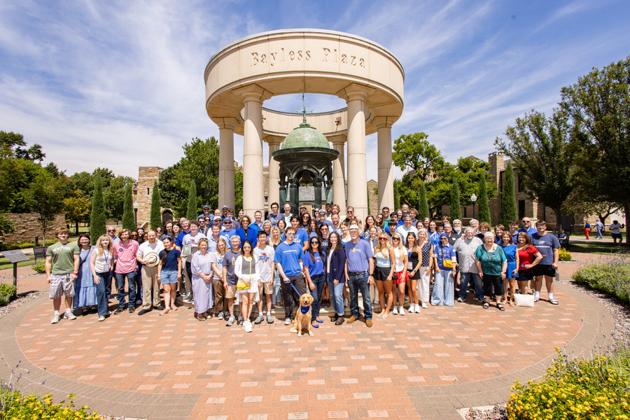 Group of students at Bayless Plaza