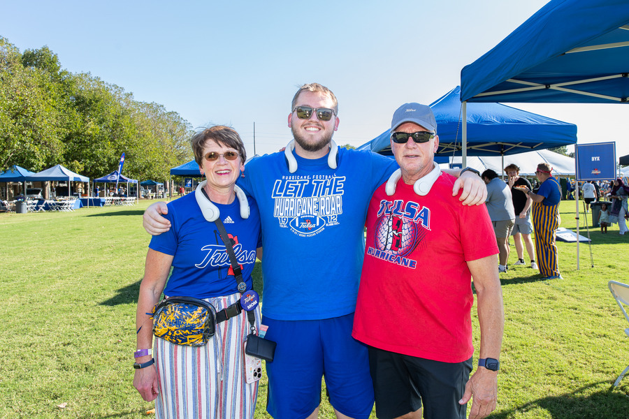 Family at Tulsa tailgate during Parent & Family weekend