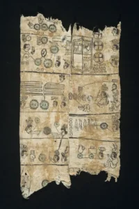 Ancient manuscript with drawings and symbols