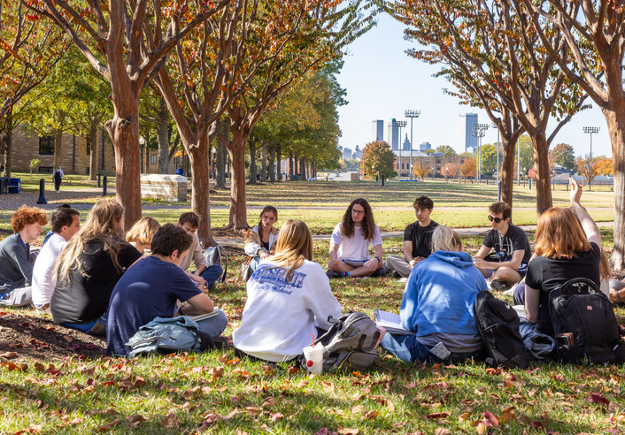 Students in outdoor class at UTulsa